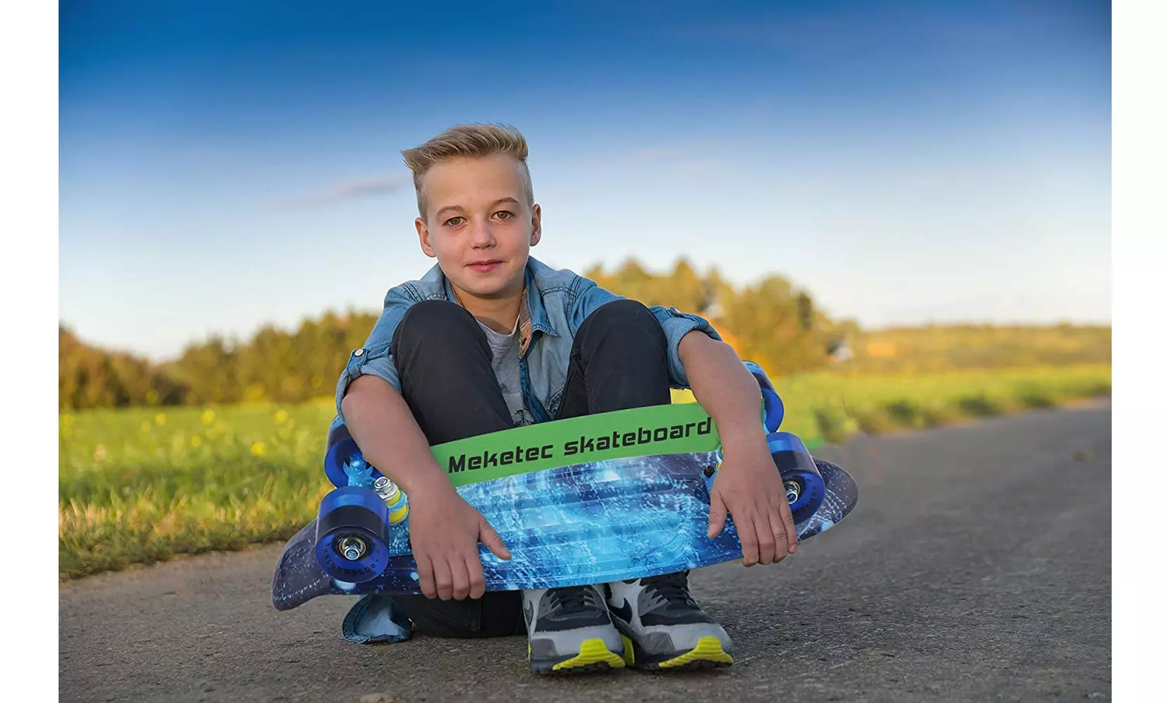 MEKETEC Skateboards Complete 22 Inch Mini Cruiser Retro Skateboard - Second Medium