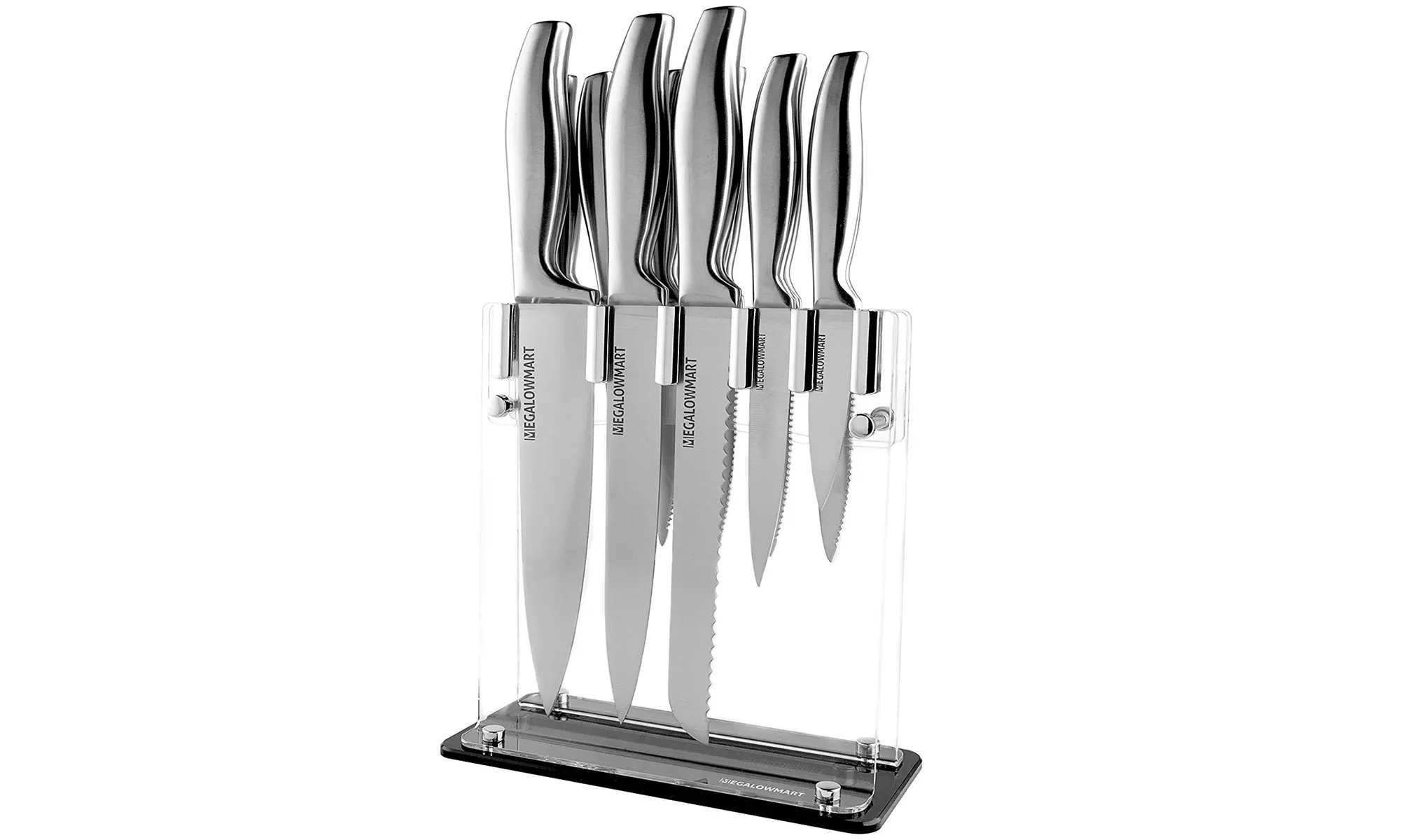 Knife Set 12 Pieces With Acrylic Stand Tempered Glass Block Kitchen Set - Primary Image