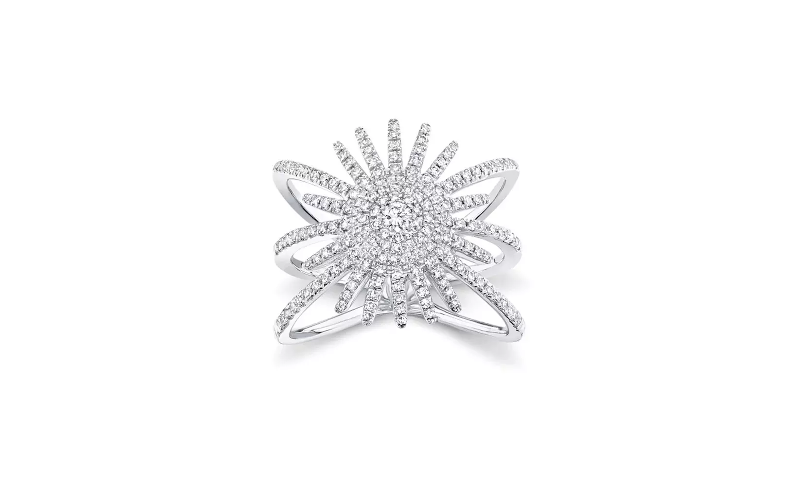 Crystal Starburst Ring in 18K White Gold