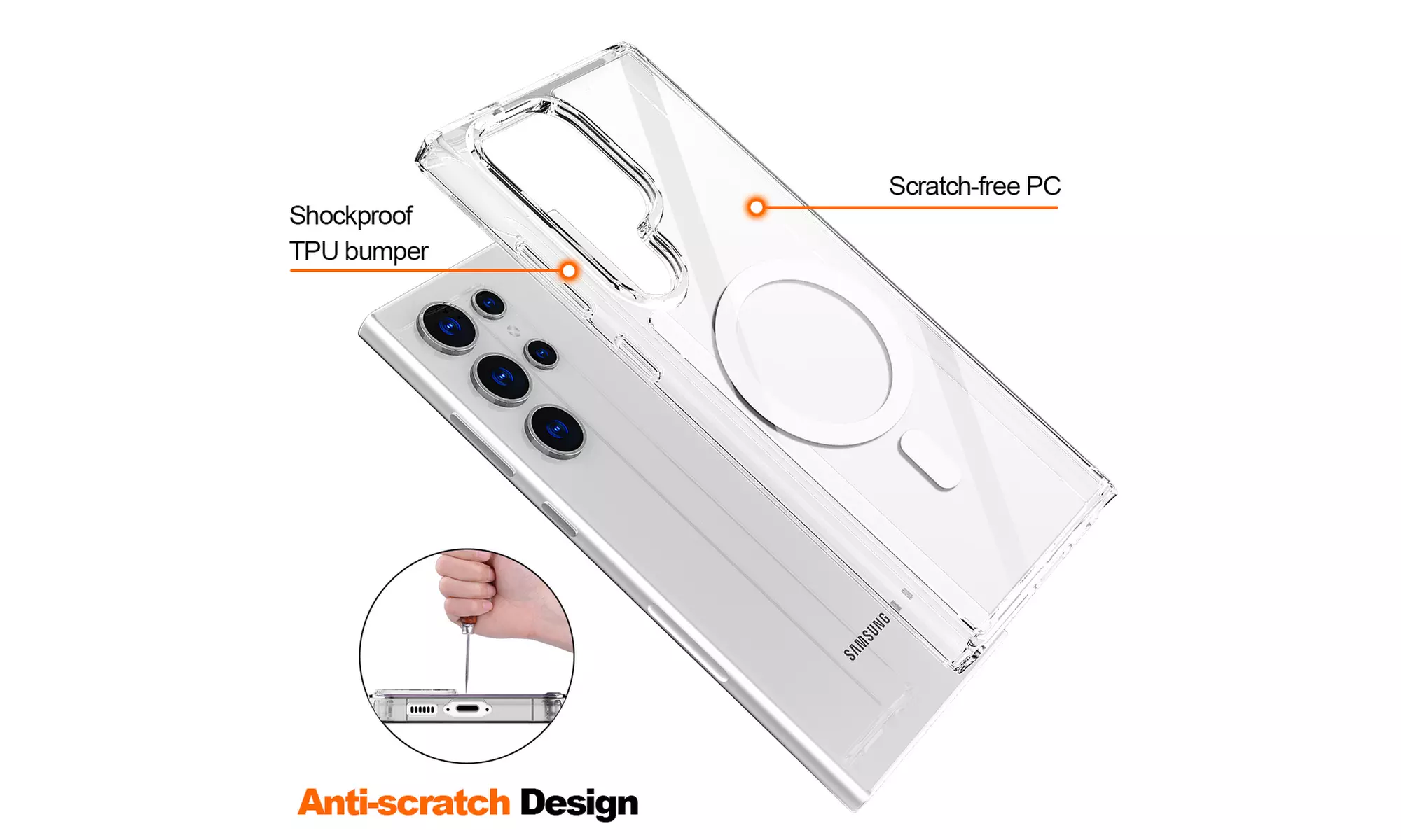 AICASE Clear Magnetic Shockproof Case for Samsung Galaxy S25 Ultra