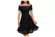 Women's Boat Neck Vintage Floral Lace Cocktail Formal Swing General Dress - Second Medium