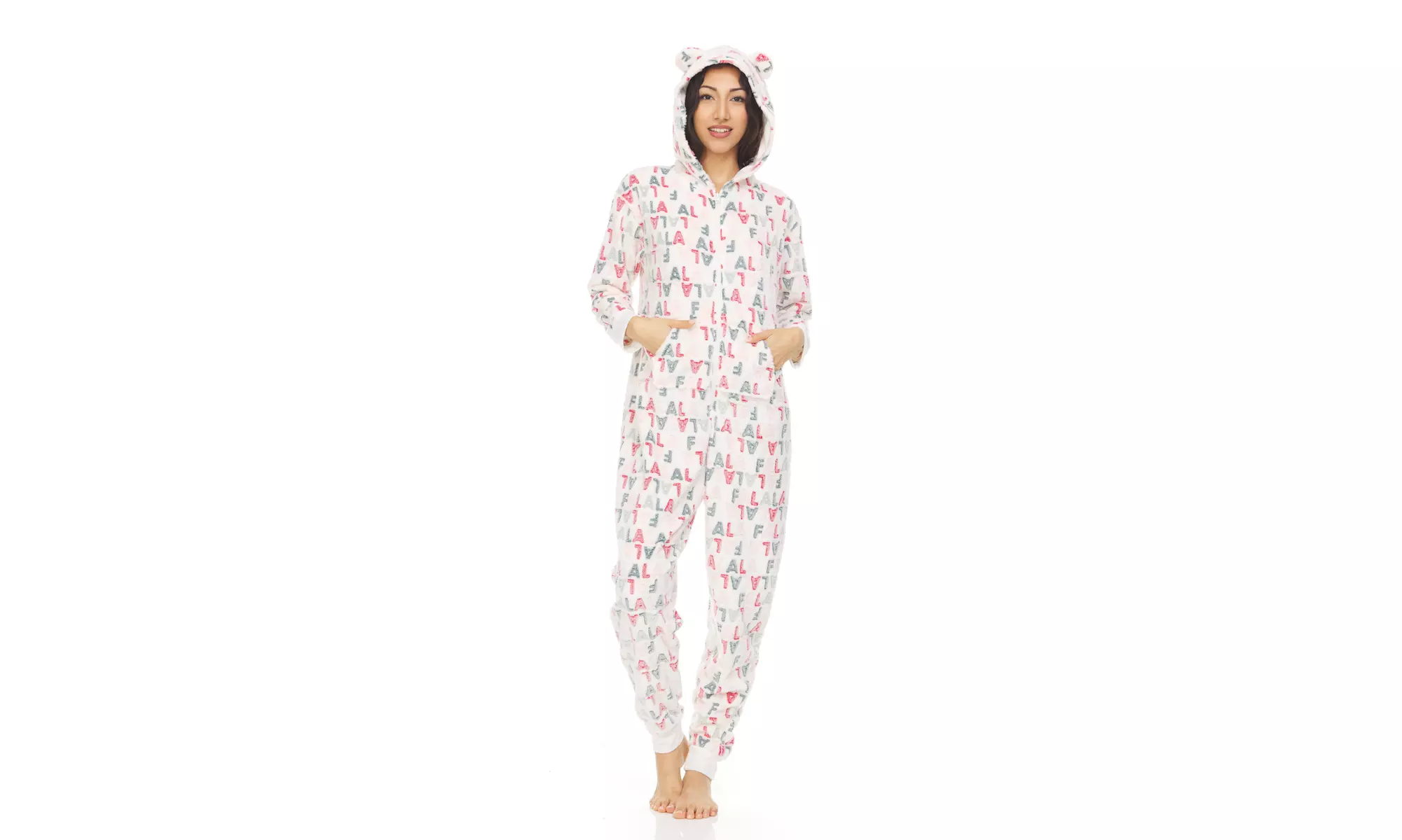 Bearpaw Women's Onesie Pajamas with Fluffy Hoodie, One Piece Fuzzy Pajama Set - Second Medium