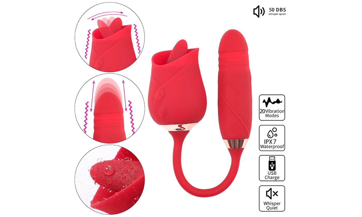 10 Speed Rose G-spot Vibrator Clit Sucker Nipple Licking Sucking Dildo