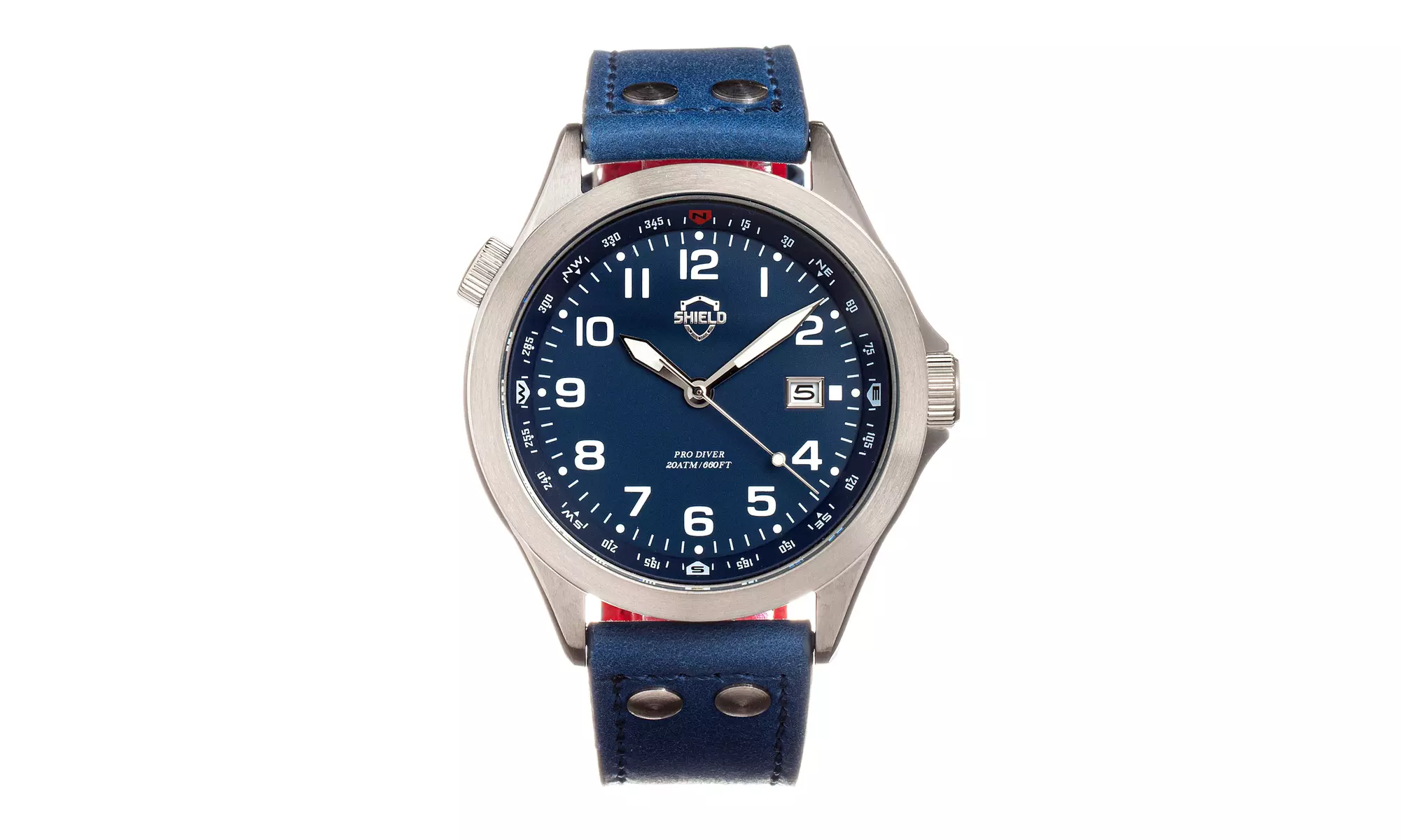 Shield Palau Leather-Band Men's Diver Watch w/Date - Primary Image