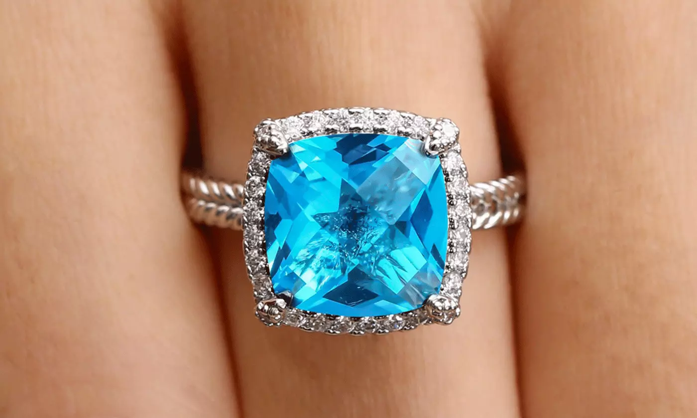 Lab Created Topaz Gold Plated Ring - Primary Image