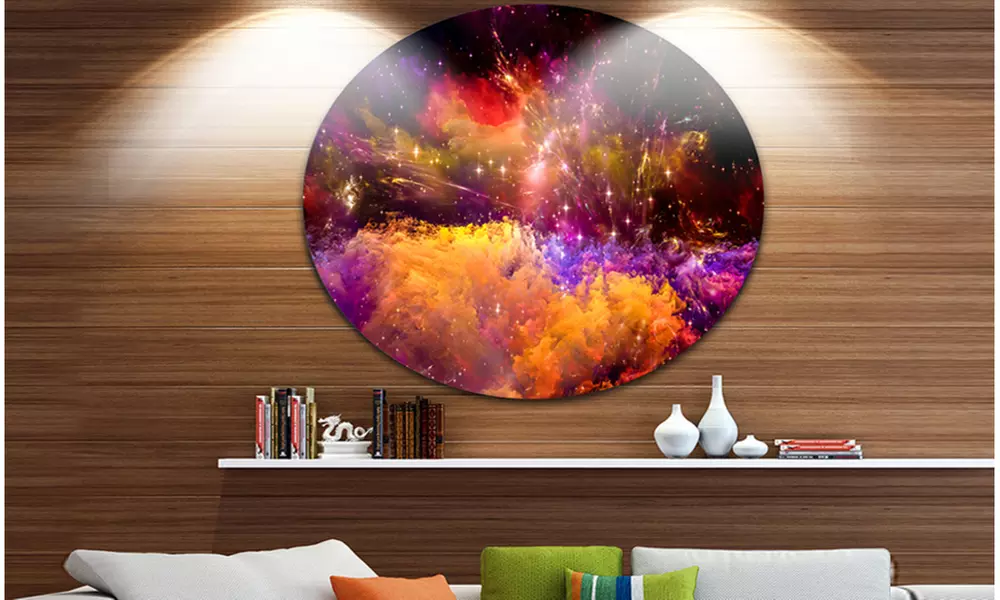 Universe Fractal Burst' Abstract Circle Metal Wall Art - Primary Image