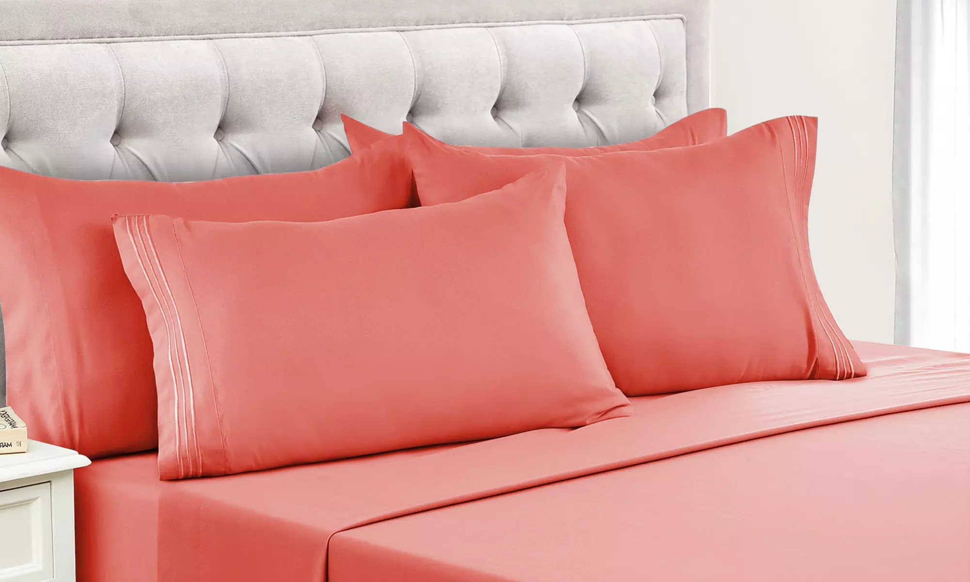 Lux Decor 6pc Premium Soft Microfiber Bed Sheet Set with Pillowcases