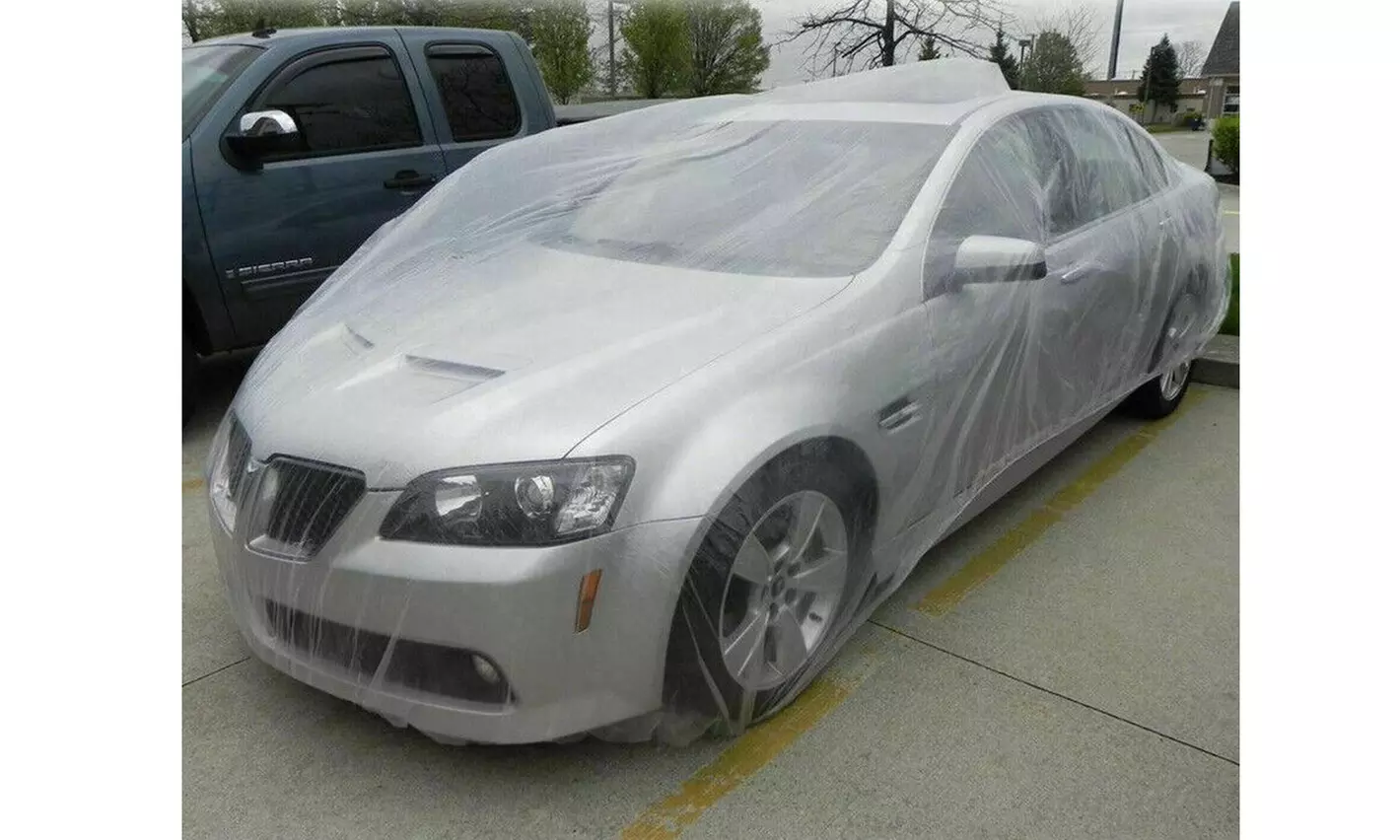 Clear Plastic Temporary Universal Disposable Car Cover Rain Dust Garage Cover - Second Medium