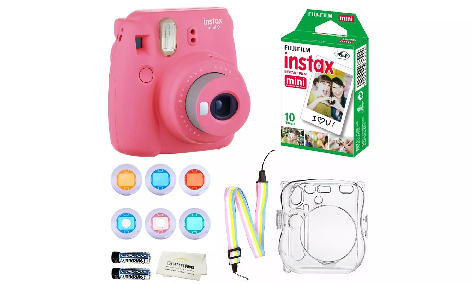 Fujifilm Instax Mini 9 Instant Camera, 10 Fuji Films, Clear Case-6 color filters - Second Medium