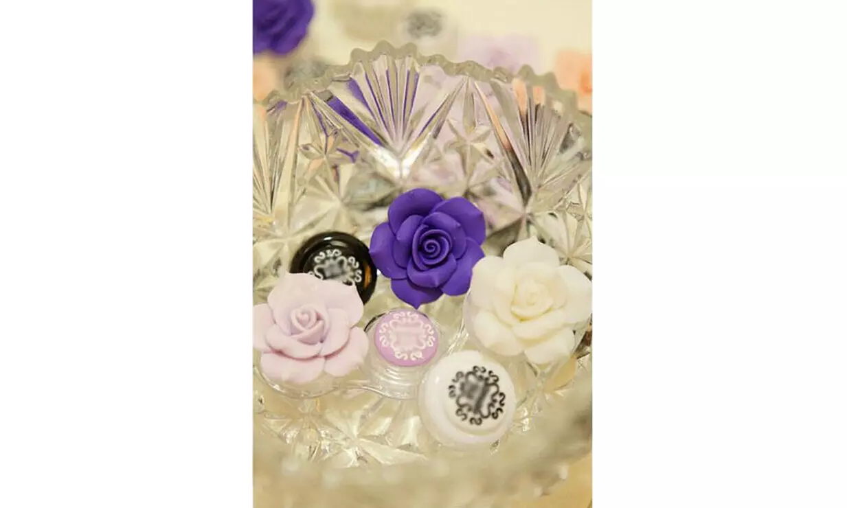 3D Newest Rose Flower Travel Case Eye Care Kit Contact Lens Holder Box - Second Medium