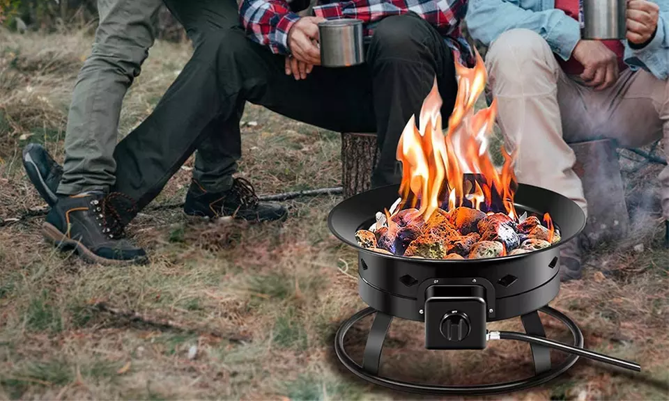 19in Portable Propane Gas Fire Pit 58,000 BTU w/ Carry Kit & Lava Rocks - Primary Image