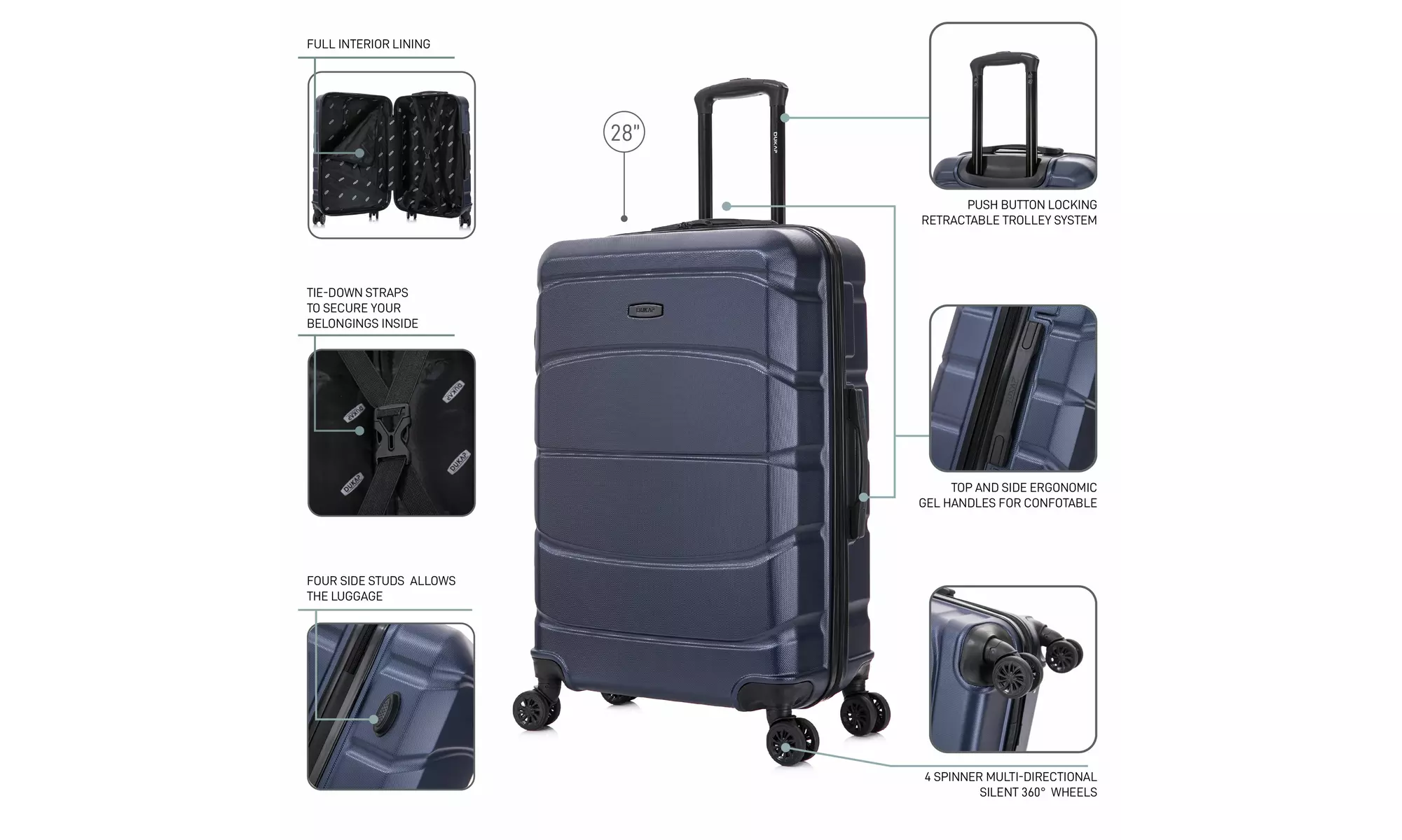 DUKAP Sense Lightweight Hardside Spinner Luggage 20"/24"/28"