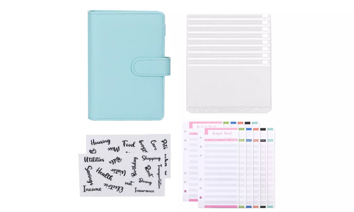 23PCS A6 PU Leather Notebook Binder Set Refillable Budget Savings Planner Binder