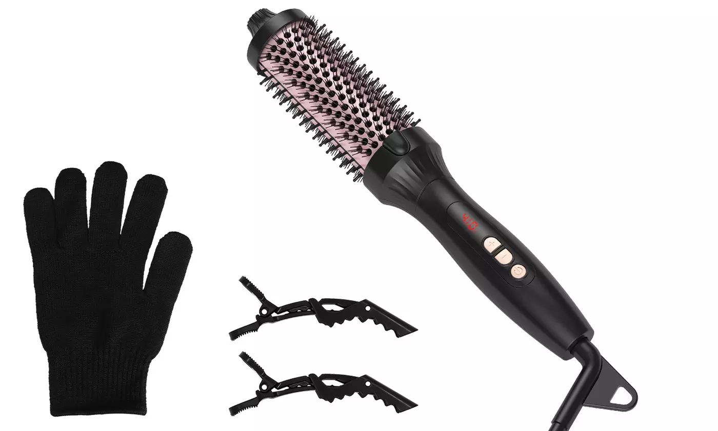 Laromni 3-in-1 Thermal Brush Hair Curler and Straightener with 10 Heat Settings