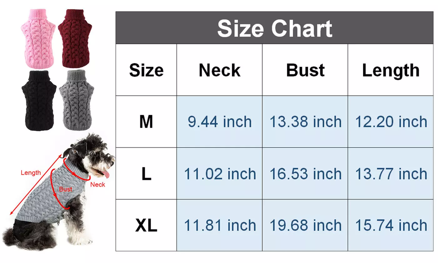 Pet Dog Warm Jumper Knit Sweater Clothes Puppy Cat Knitwear Costume Coat Apparel