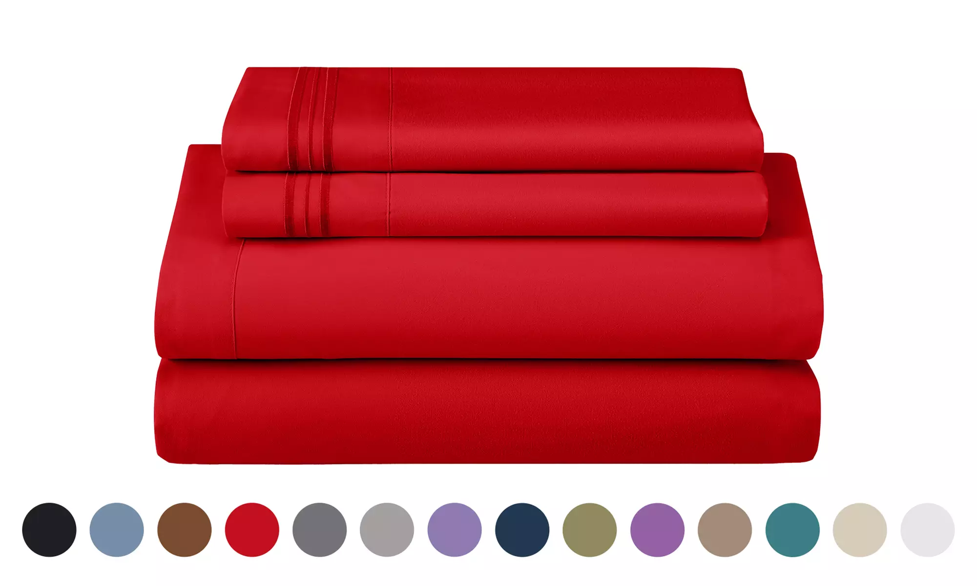 Lux Decor 4Pc Deep Pocket Sheet Set With Embroidered Pillowcases & Giftable Bag