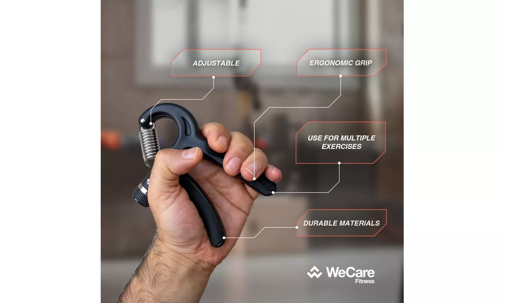WeCare Fitness Resistance Hand Grip Strength Trainer Adjustable Non-Slip - Black