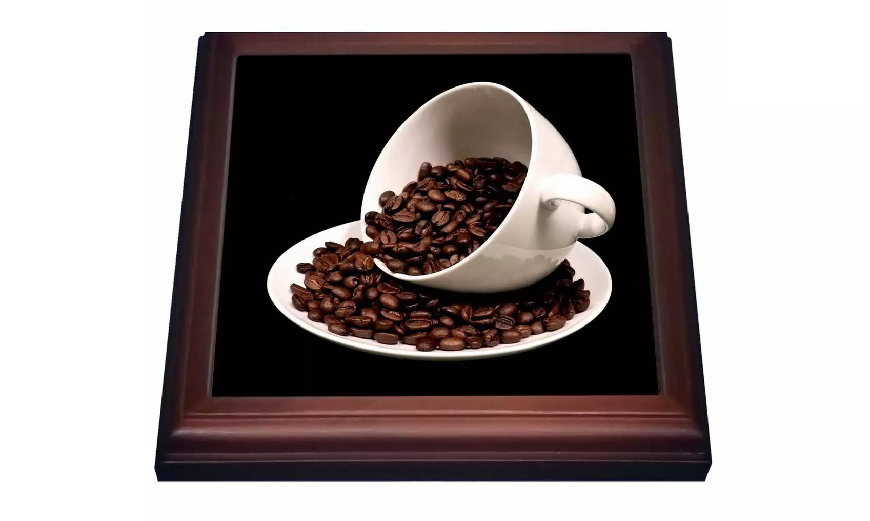 Trivet with TilePhotograph Of A Coffee Cup Full Of Coffee Beans Spilling Over - Primary Image