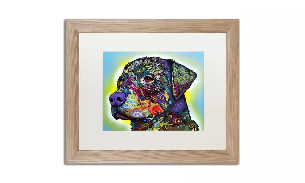 Dean Russo 'The Rottweiler' Matted Birch Framed Art - Second Medium