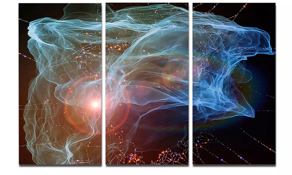 Light Blue Lights of Network - Abstract Digital Art Metal Wall Art - Primary Image