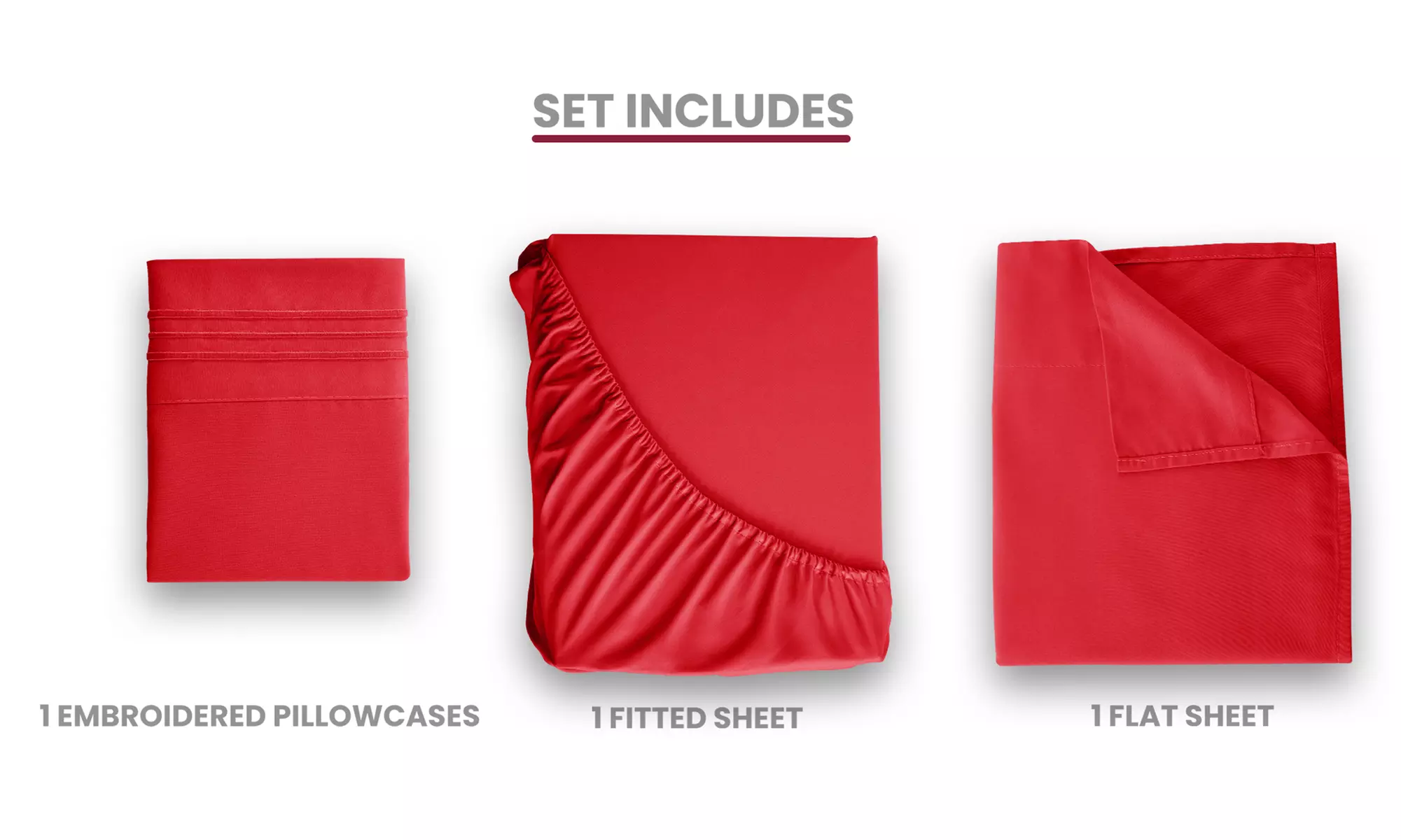 Lux Decor 4Pc Deep Pocket Sheet Set With Embroidered Pillowcases & Giftable Bag