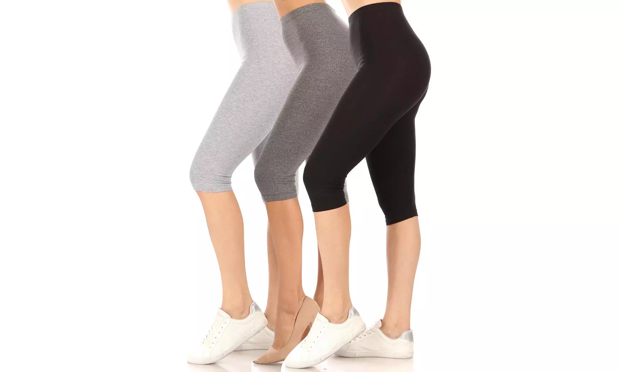 Women's Casual Solid Slim Running Yoga Capri Leggings (Pack of 3)