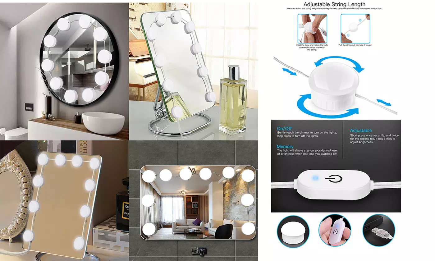 Vanity LED Mirror Lights Kit With 10 Bulbs and Touch Dimmer Makeup light  - Primary Image