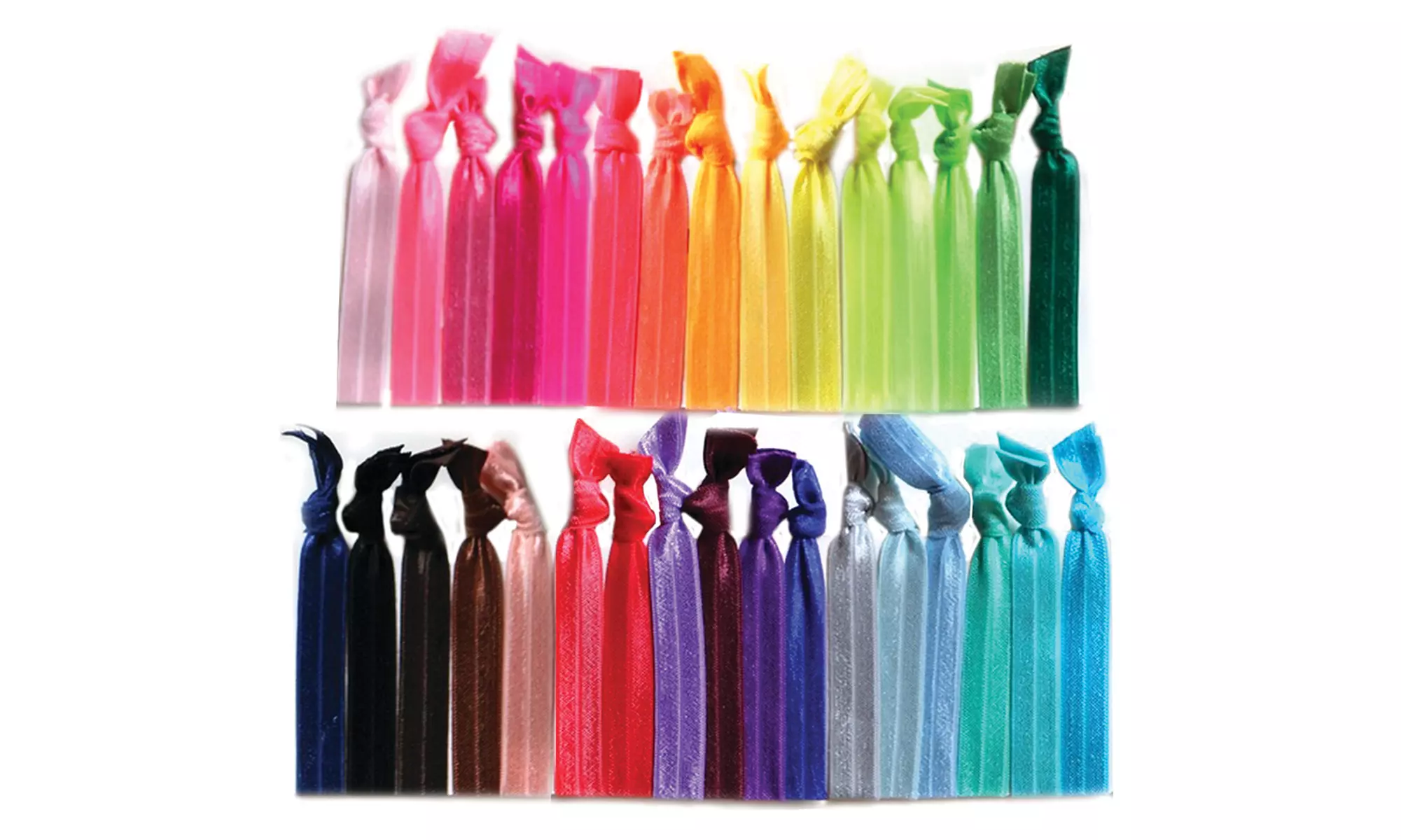 Silky Brilliant Multi-Colored Ribbon Hair Ties - 60 Count - Second Medium