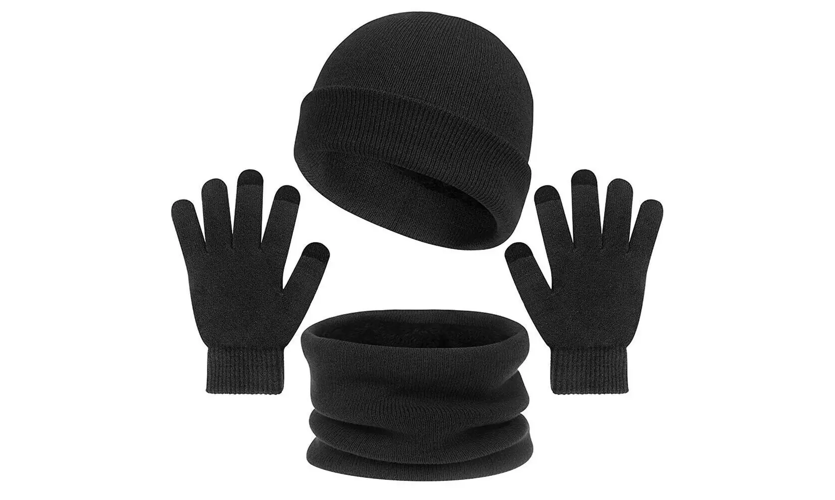 Winter 3 Piece Set Knit Beanie Hat Scarf Touchscreen Gloves for Men Women