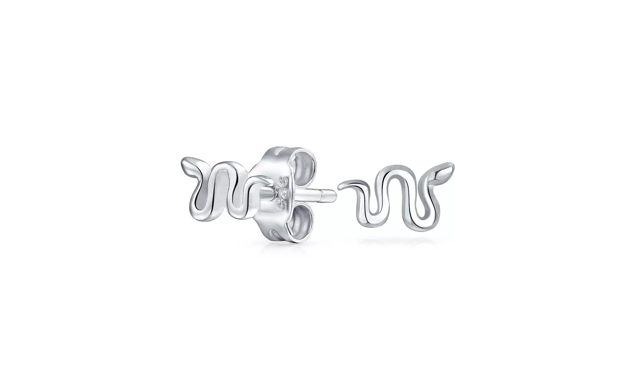 Bling Jewelry Girls .925 Silver Small Snake Stud Earrings - Primary Image