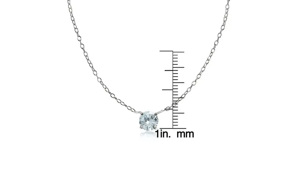 Sterling Silver Dainty Small Round Aquamarine Choker Necklace