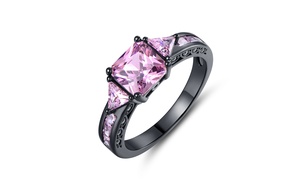 4 CTTW Pink Sapphire Black Ion Ring