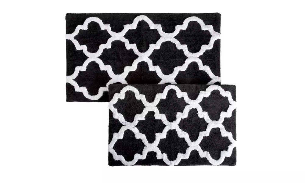 Lavish Home 100% Cotton Trellis Bath Mat Set (2-Piece)