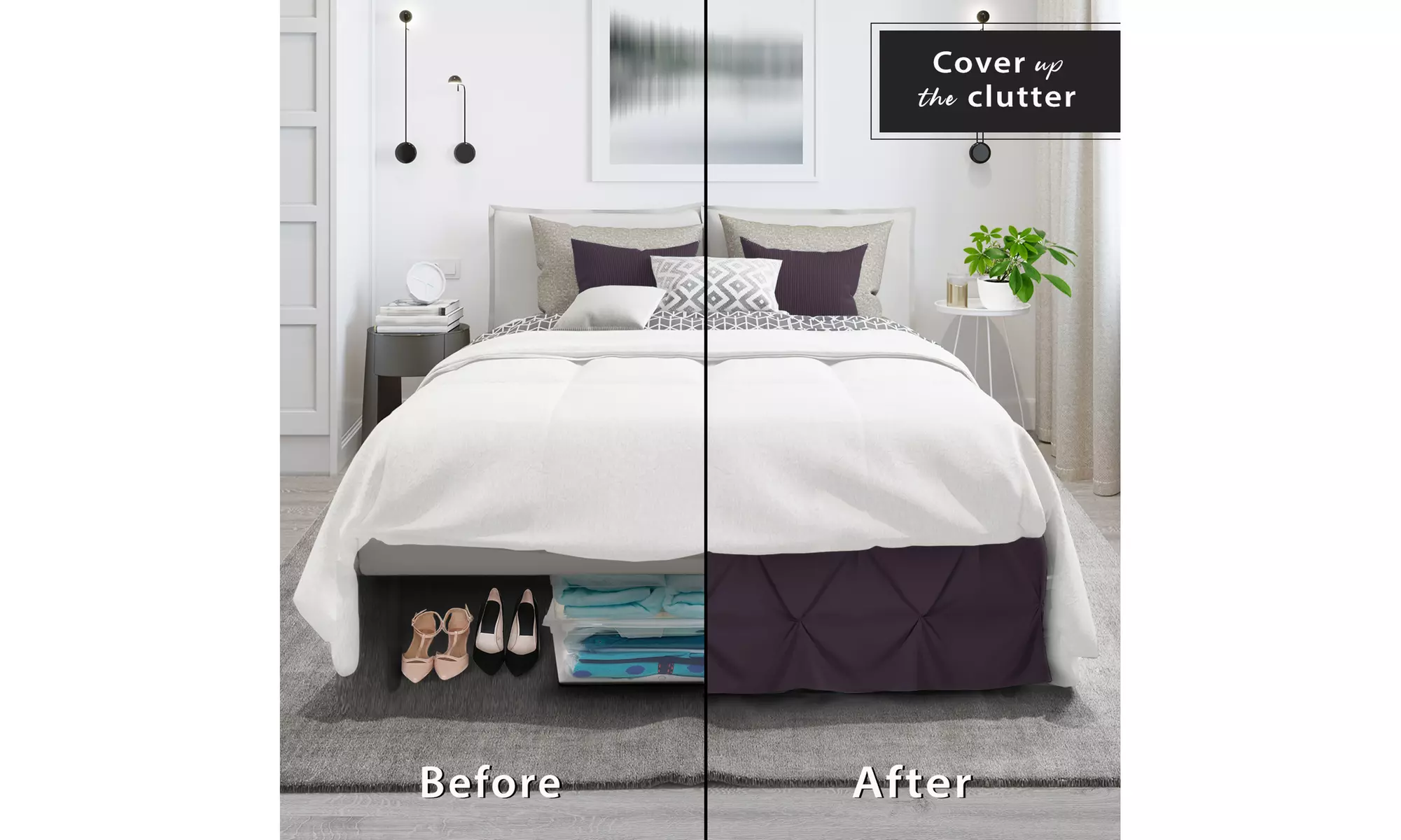 Nestl Pinch Pleat Bed Skirt - 14 inch Tailored Drop Pintuck Dust Ruffle