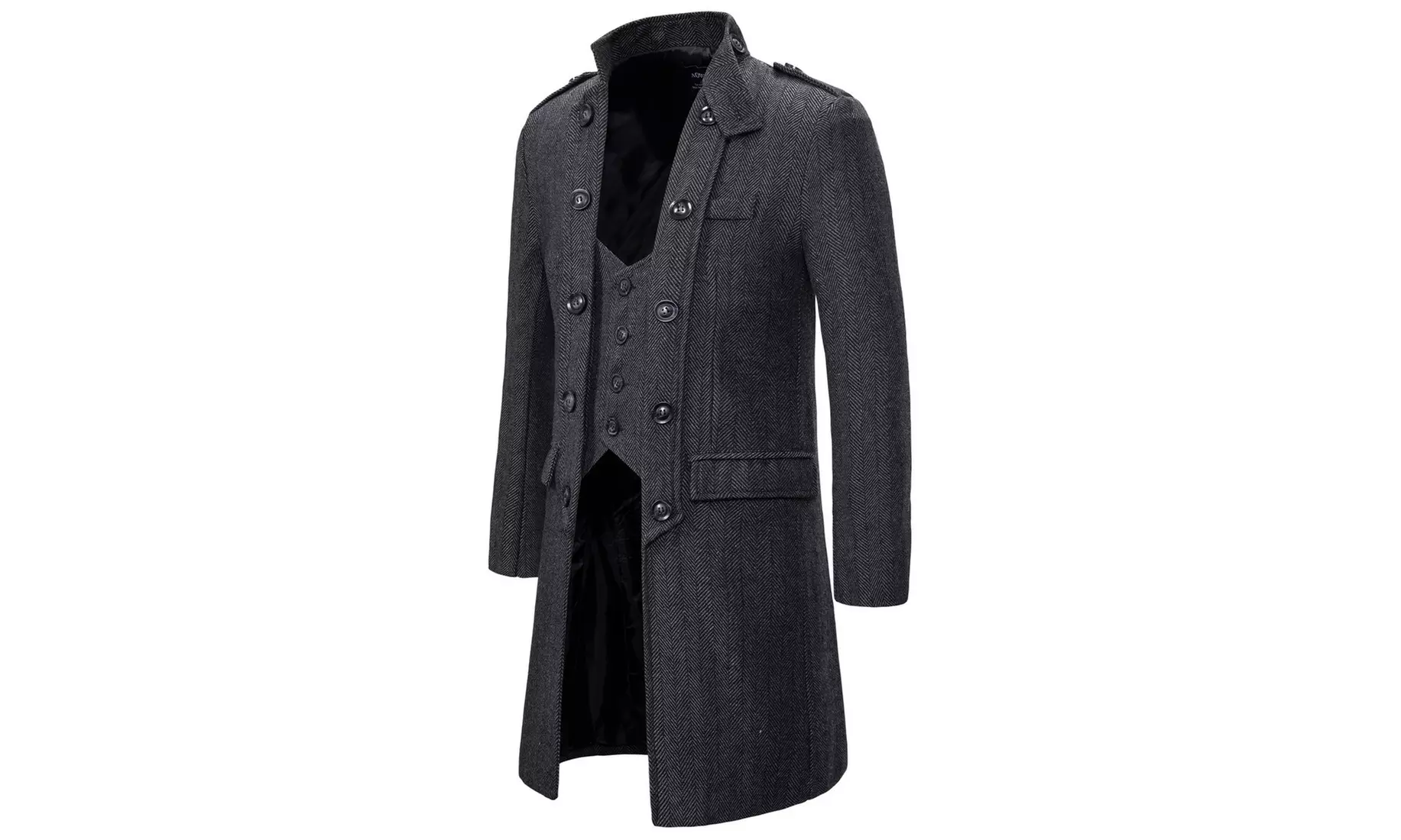 Men's French Woolen Coat Business Down Jacket Trench Topcoat - Second Medium