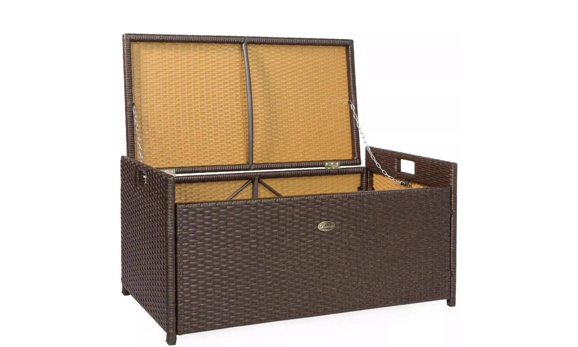 All Weather Rattan Pool Deck Box Storage Wicker Backyard Patio Outdoor w/ seat - Image 3