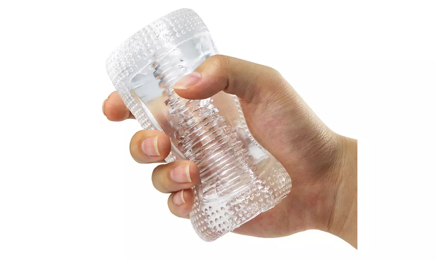 New experience: Realistic Texture Sleeve & Smooth Clear Slicone Masturbation Cup - Primary Image