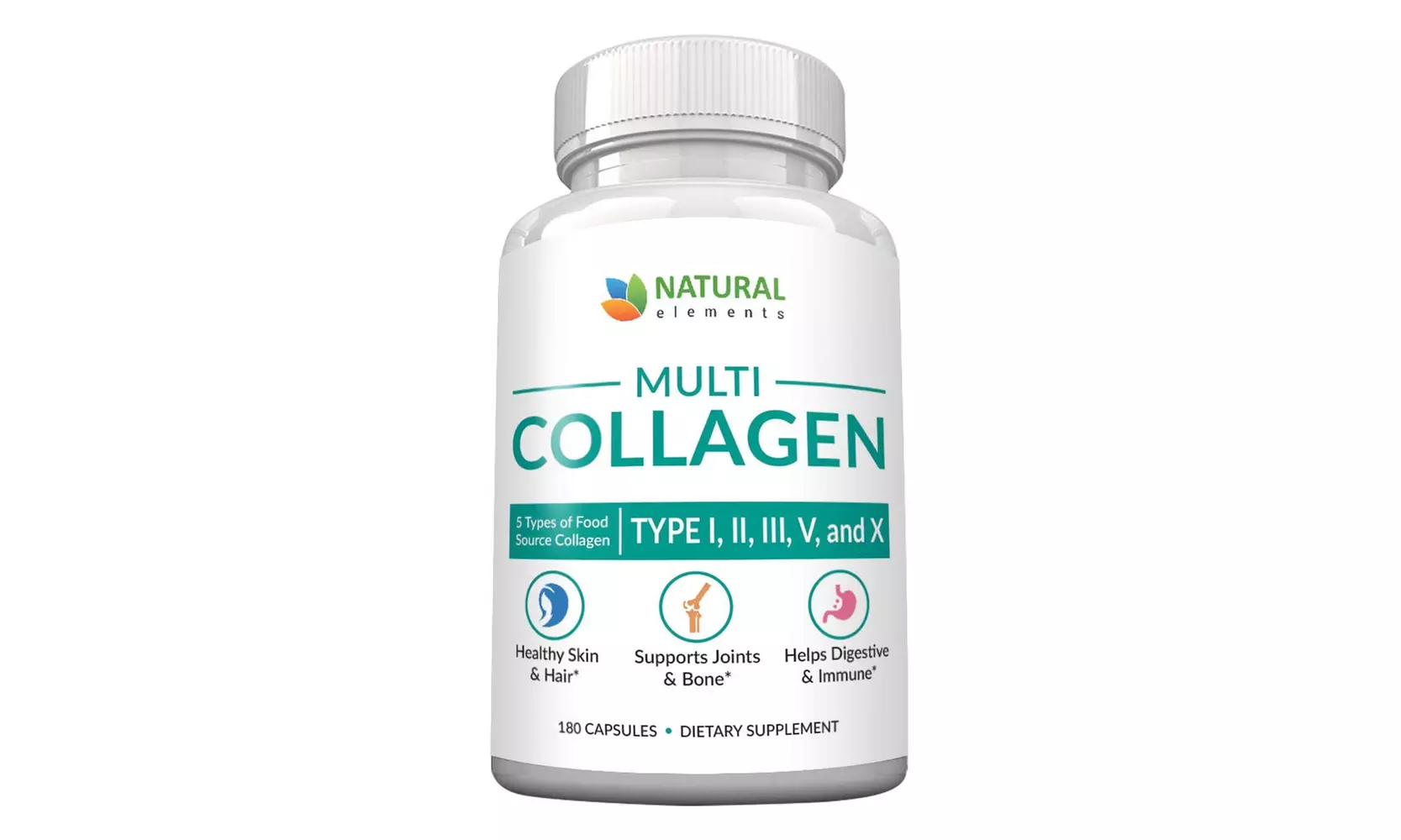 Multi Collagen Protein Capsules 180 Collagen Capsules Type I, II, III, V, X  - Primary Image