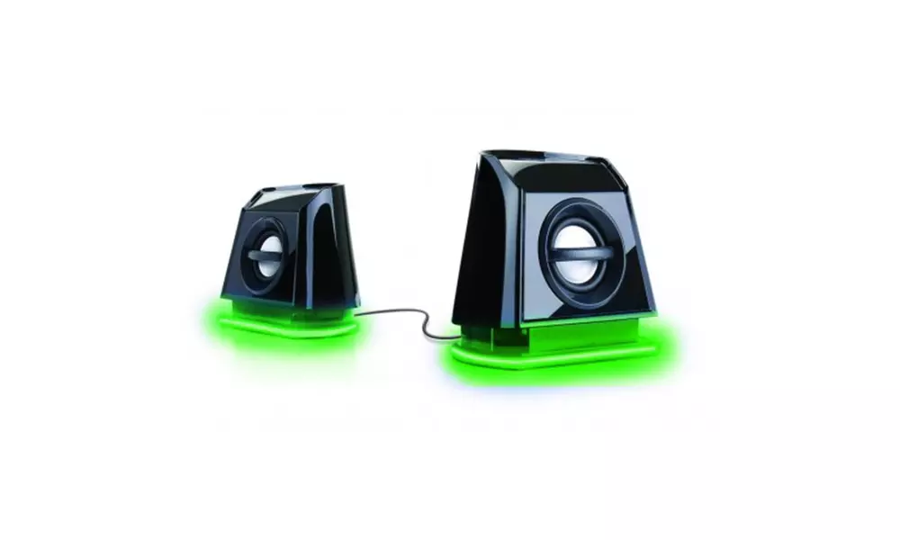 GOgroove BassPULSE 2MX USB Computer Speakers with Green LED Lights - Primary Image