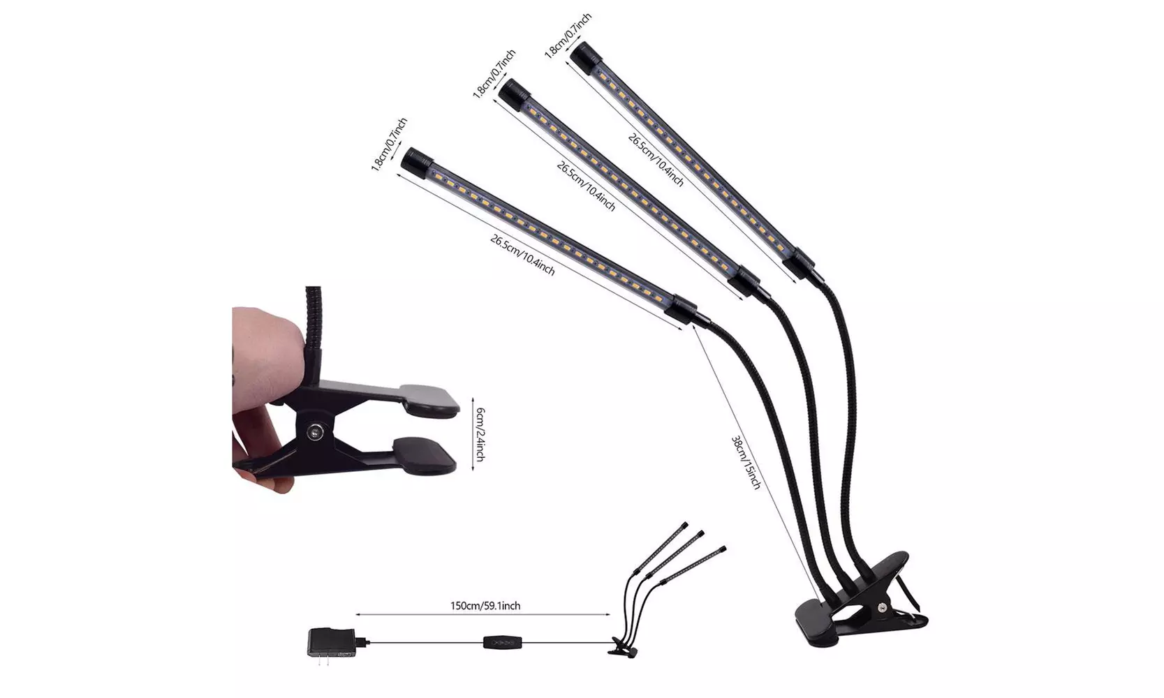 3-Head LED Grow Light Full Spectrum Flower Plant Greenhouse Indoor Lamp - Second Medium