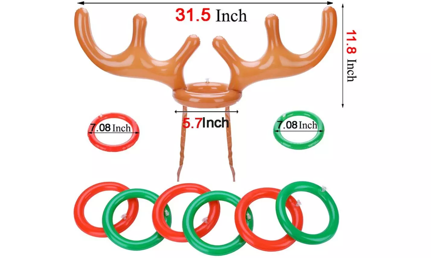 Inflatable Reindeer Antler Ring Toss Game For Kids Of All Ages (1,2,4 or 6 Pack)