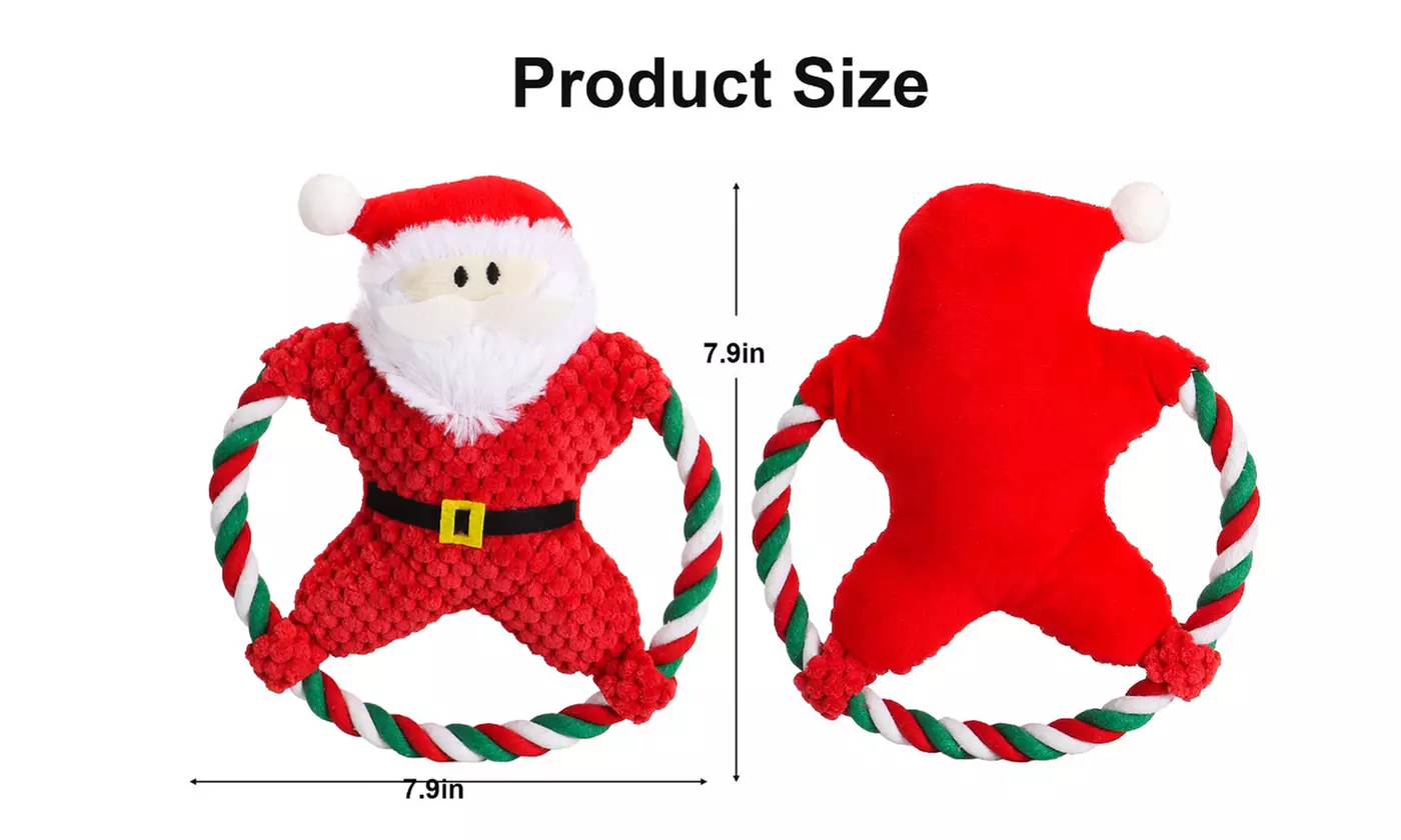 Christmas Santa Claus Rope Squeeky Interactive Plush Dog Toy