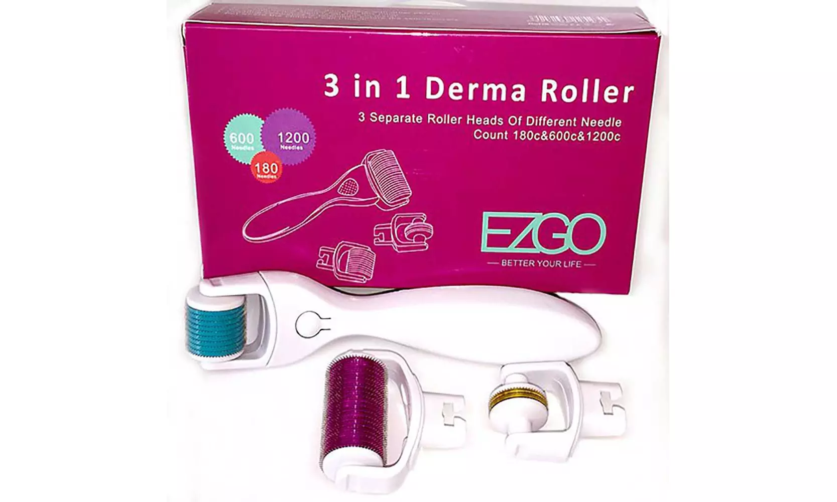 3 In 1 Derma Roller Set 0.5mm, 1.0mm, 1.5mm Micro Needles  - Primary Image