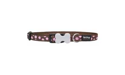 Red Dingo DC-S1-BR-ME Dog Collar Design Pink Dots on Brown