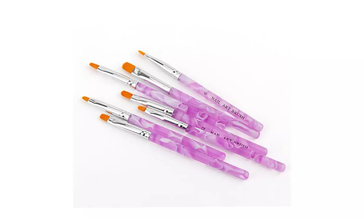 7Pcs Acrylic Nail Art Pen Tips UV Builder Gel Painting Brush Manicure Set - Second Medium