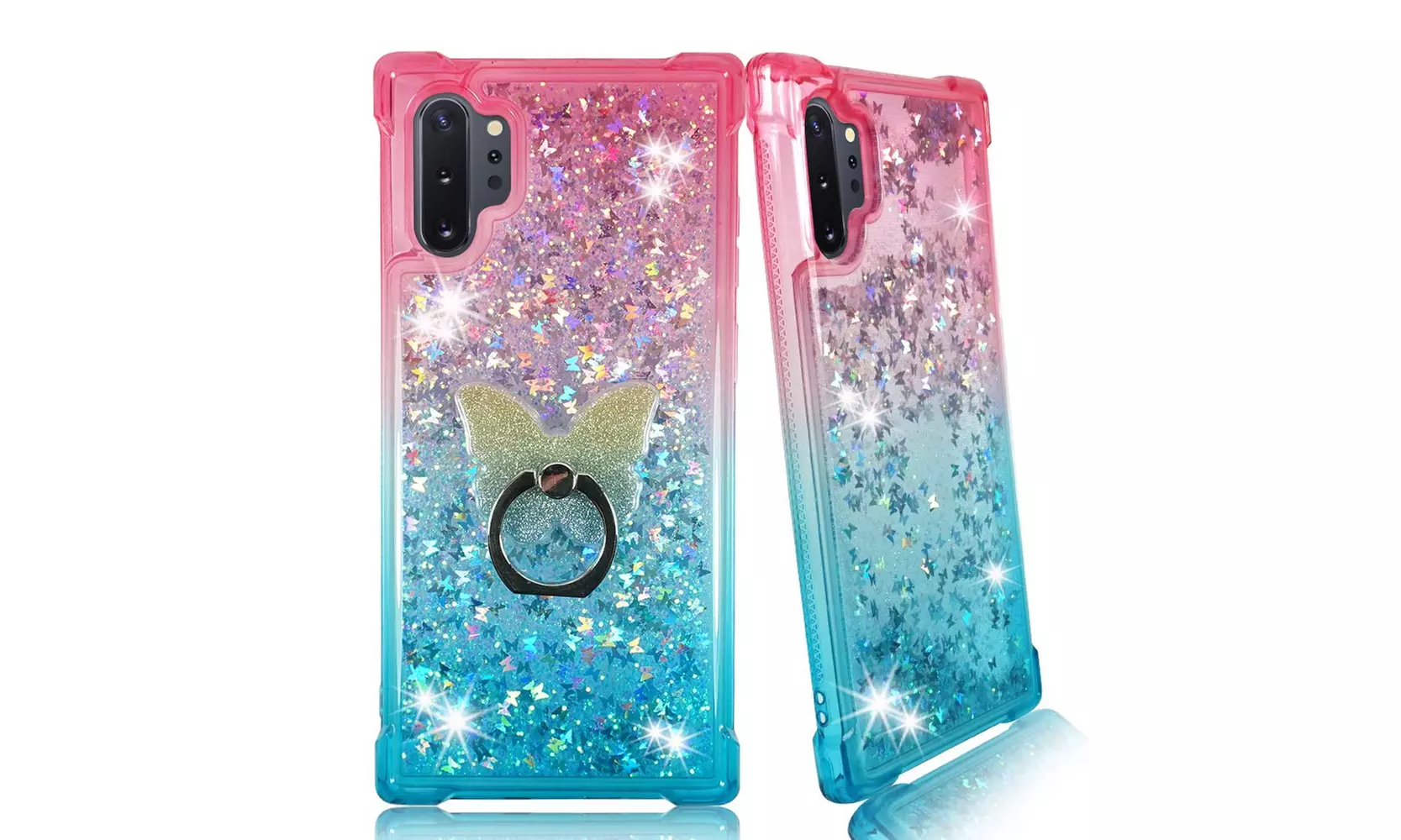 Samsung Note 10 Plus case, ZASE liquid flash flash bling-Gradient Pink Aqua - Primary Image