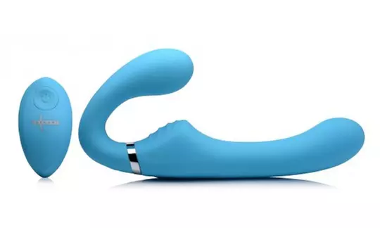 10x vibrating silicone strapless strap-on - blue - Primary Image