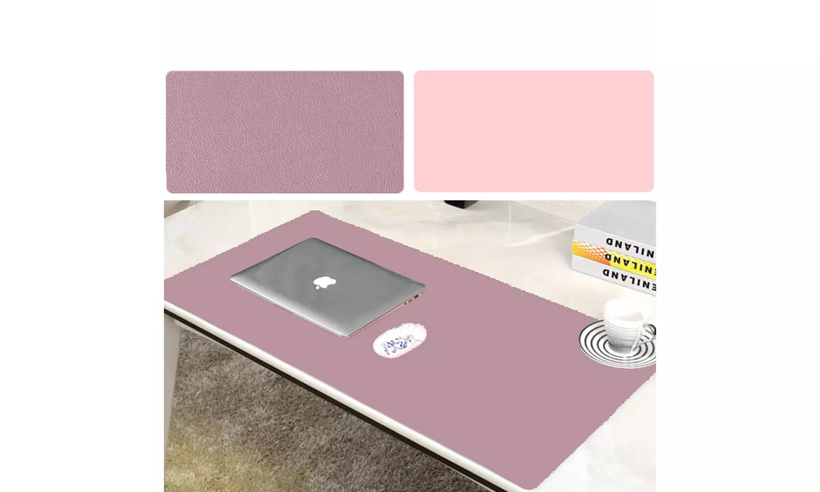 US PU Leather Dual Sided Desk Pad Non-Slip Mouse Pad Office Home Mat 23.6x11.8''