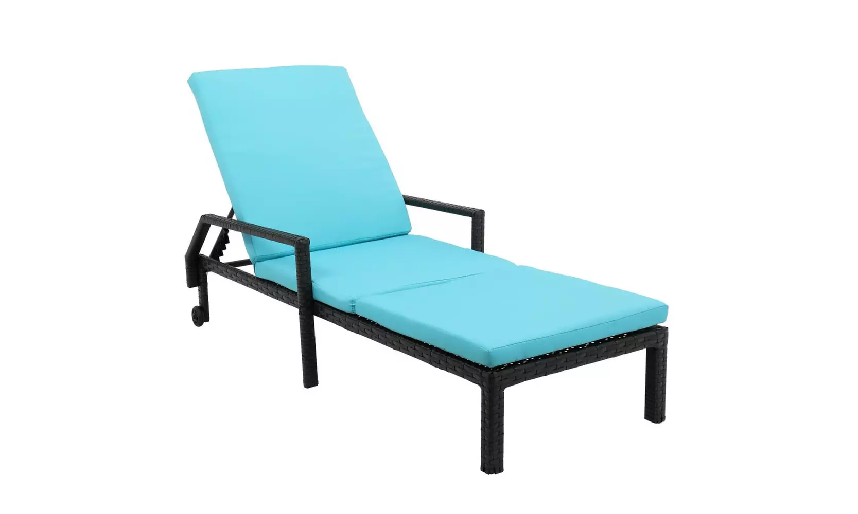 Patio Wheeled Chaise Lounge Chair Wicker Chair with Cushioned - Second Medium