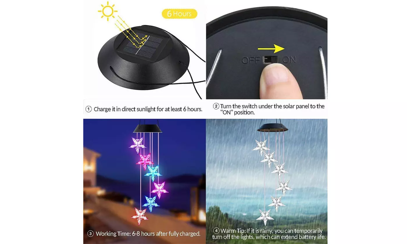 LED Color-Changing Solar Power Wind Chime Night Garden Decoration Spiral Spinner